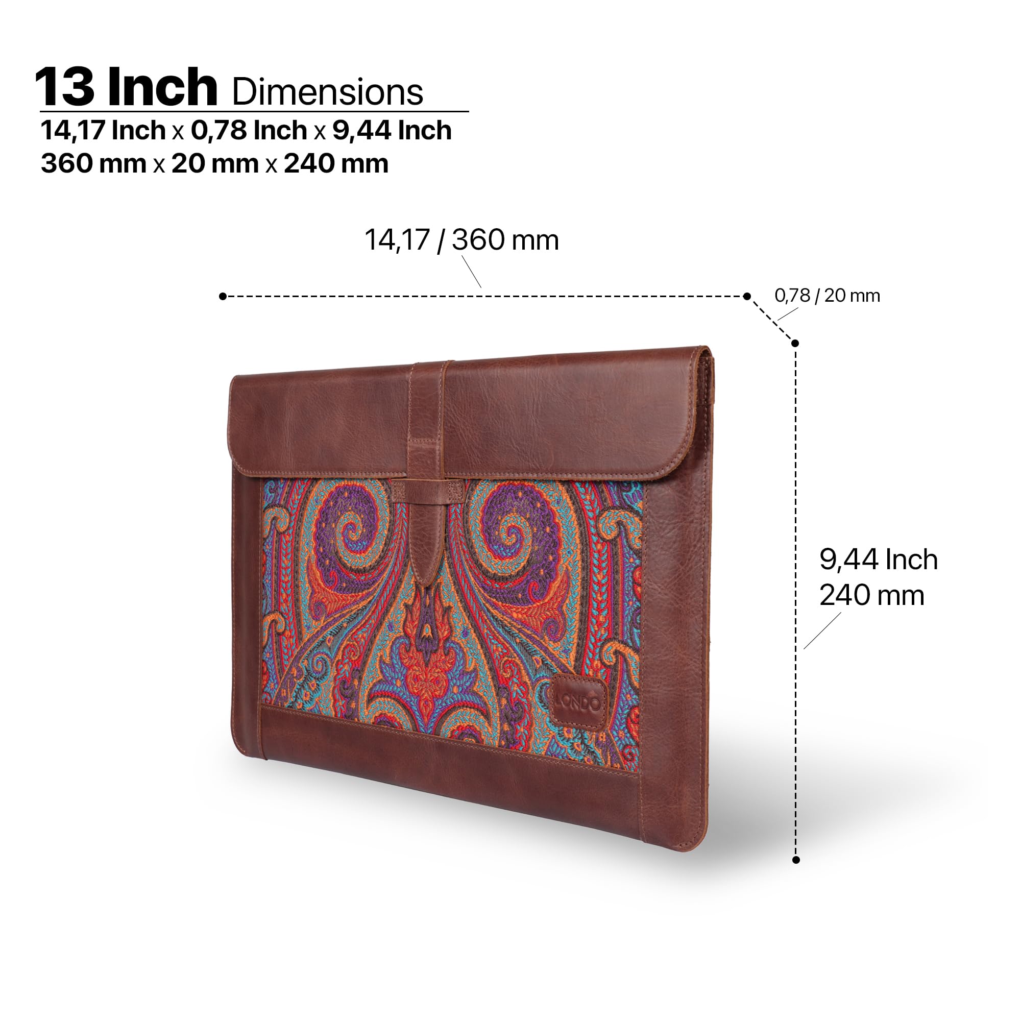 LONDO Custodia in Pelle Compatibile con MacBook Pro 14 & Air 13-13.3 Pollici (M5, M4, M3, M2, M1, Pro, Max) & iPad Pro 12.9, Borsa Laptop in Pregiata Pelle Pieno Fiore, Brown, Modelli dal 2020 al 2026