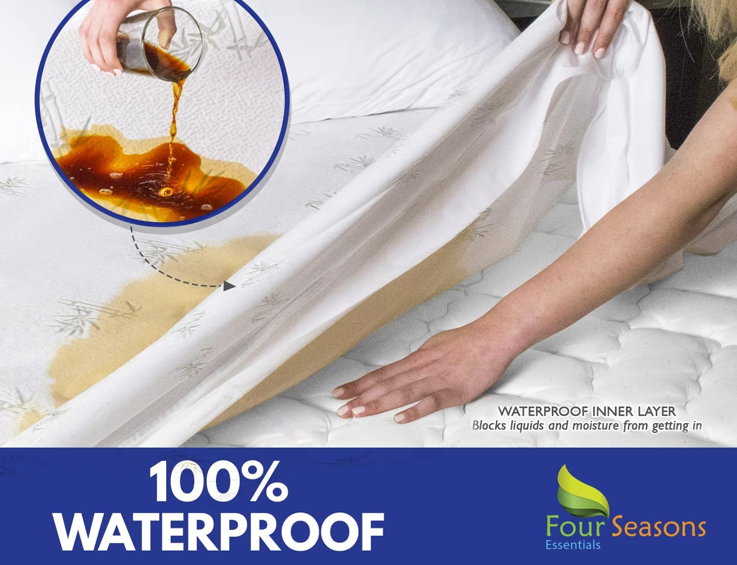 Queen Bamboo Mattress Protector - Waterproof Fitted Sheet Mattress Cover Hypoallergenic Premium Quality Soft Pad Protects from Dust, Allergies : Home & Kitchen