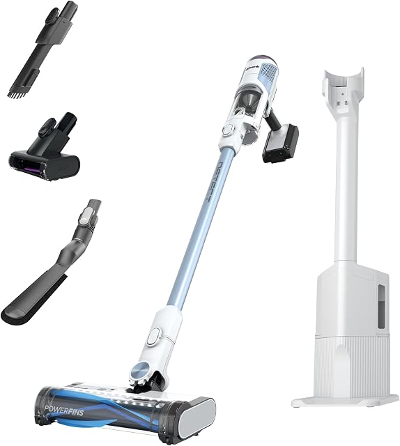 Shark Detect Clean & Empty | Lightweight Cordless Vacuum Cleaner with Auto-Empty System | HEPA Filter, Portable Handheld Attachment, Powerfins Brushroll | Cloudy Blue | IW4624