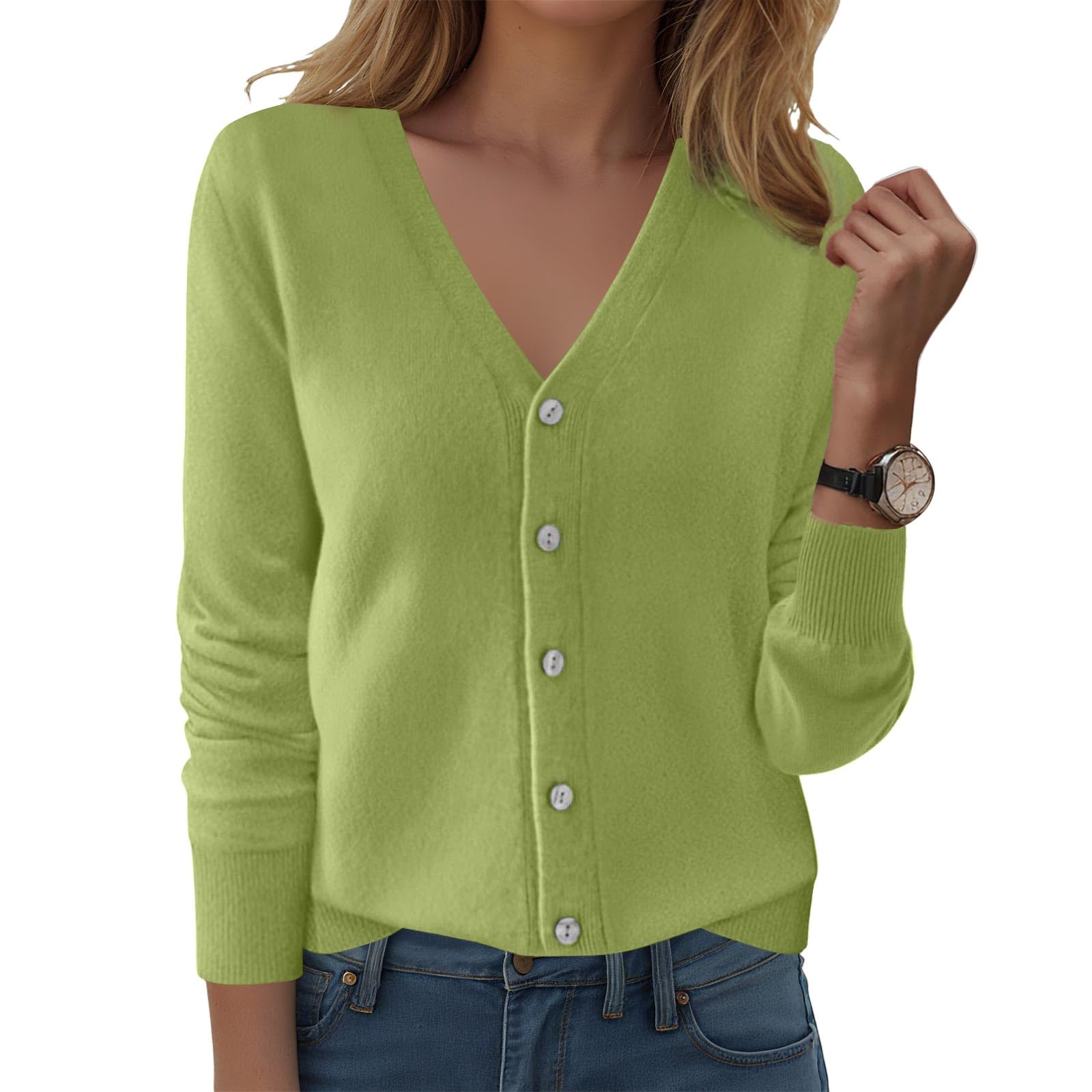 Cashmere Sweaters for Women V Neck Button Down Cozy Cardigan Sweater Loose Casual Long Sleeve Tops 2025 Fall