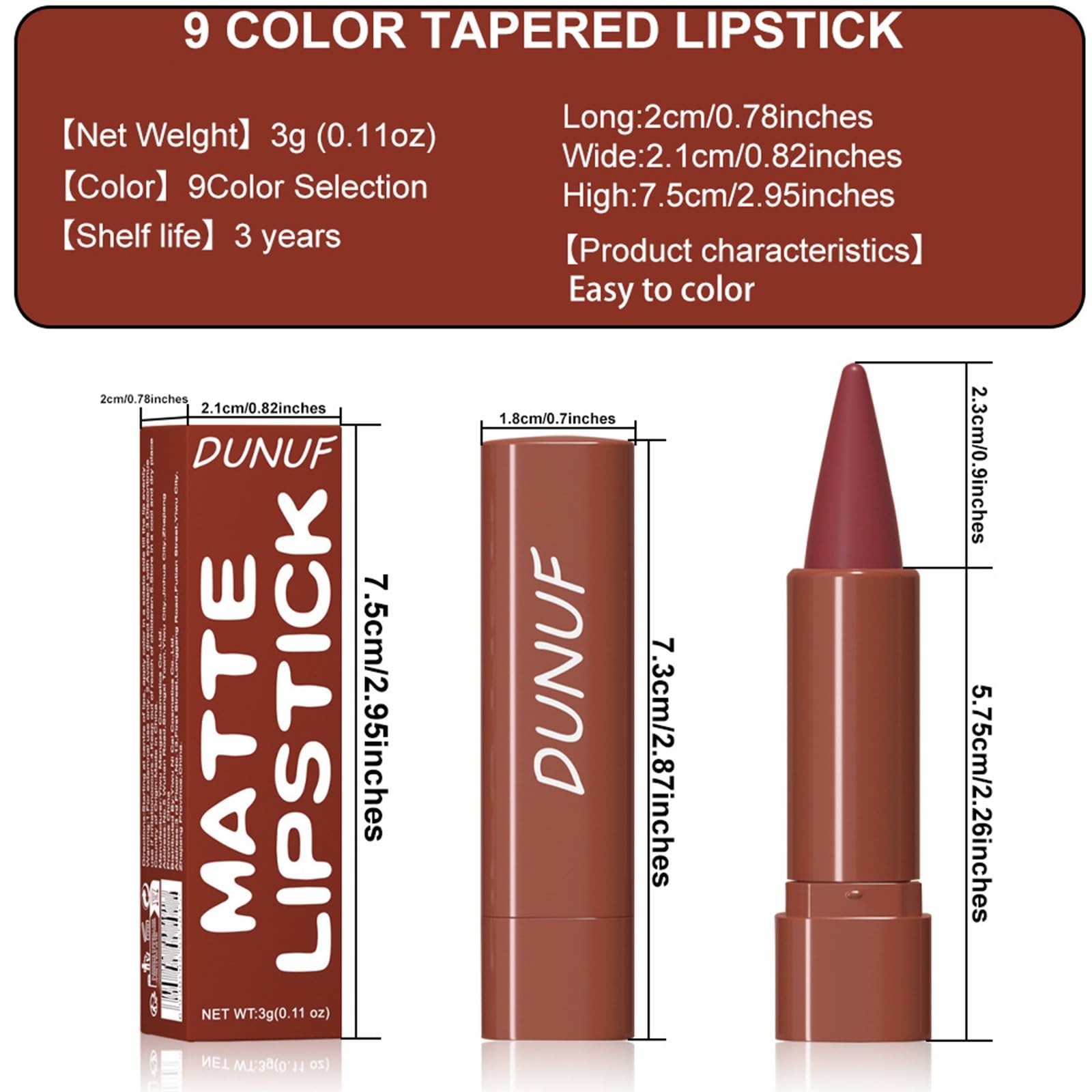 Set mit matten Lippenstiften, samtiger Farbverlauf, mit einziehbaren Lippenstiften, langlebig, für Damen und Geschenk (9 Stück Nr. 01 Nr. 09)