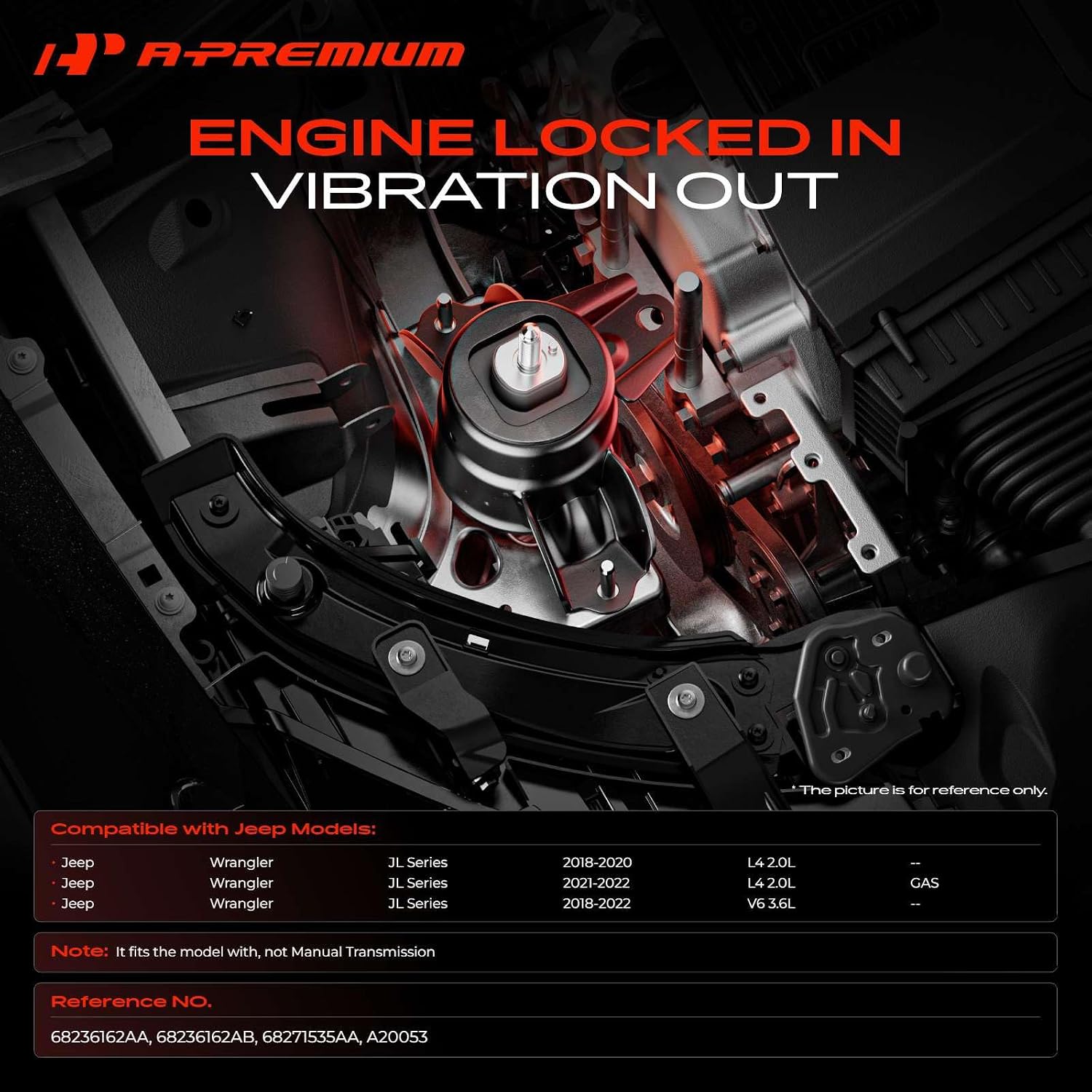 A-Premium Transmission Mount Compatible with Jeep Wrangler 2018-2022 image 2