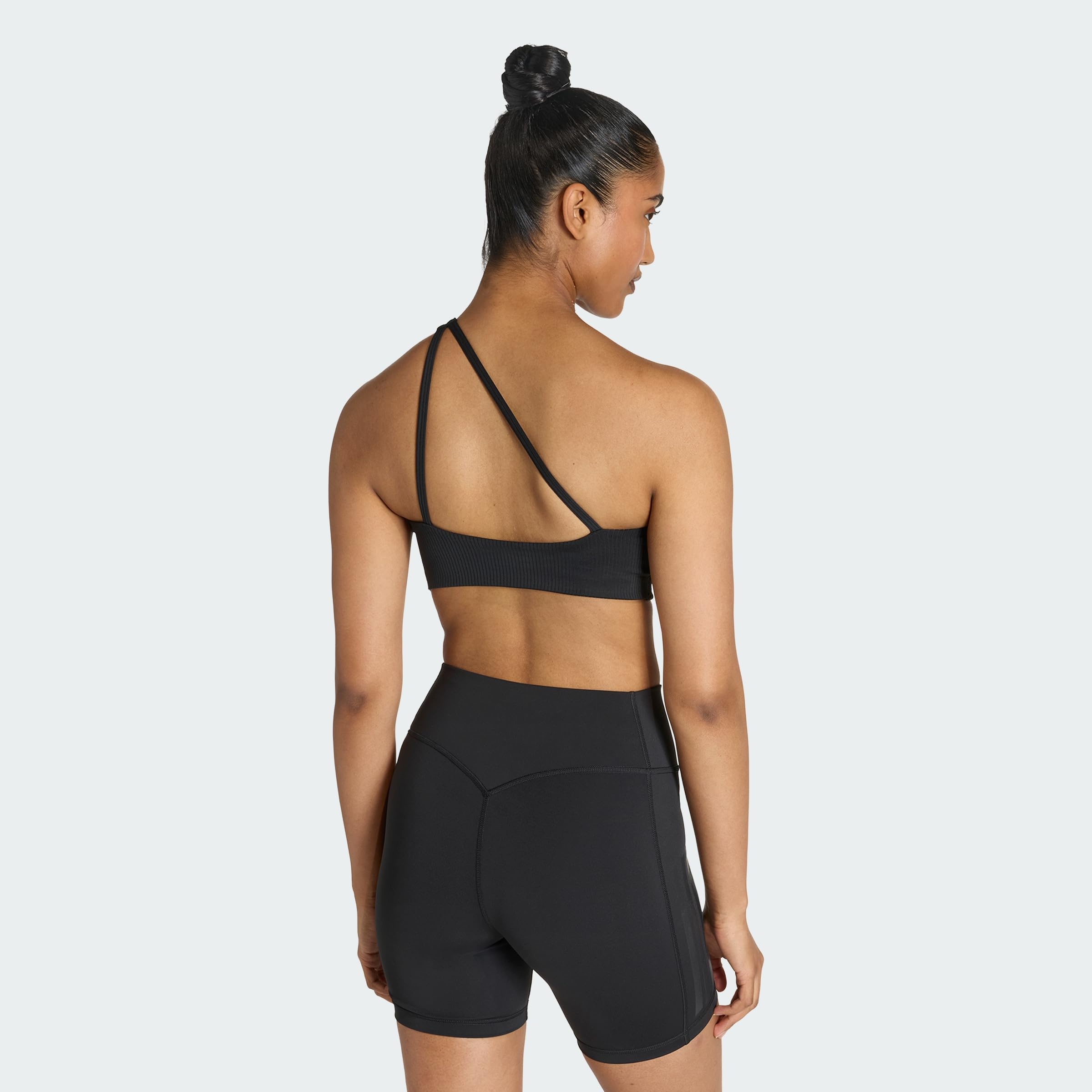 adidas dames Optime Workout Rib One Shoulder Light Support Bra, black, XL