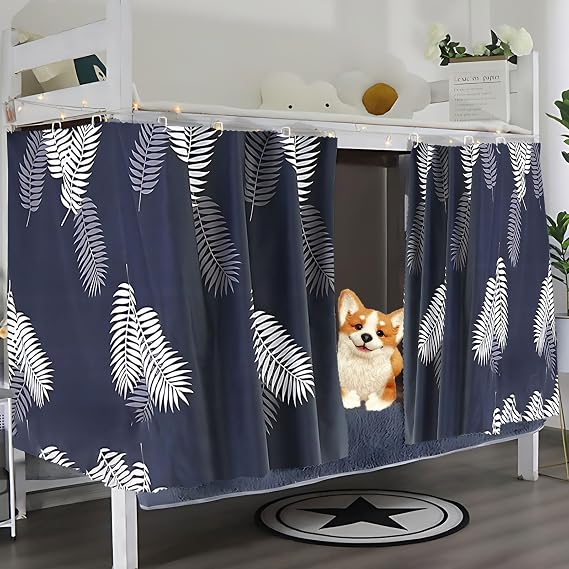 2 Panels Bunk Bed Curtains Dorm Privacy Cover Decor,Palm Leaf