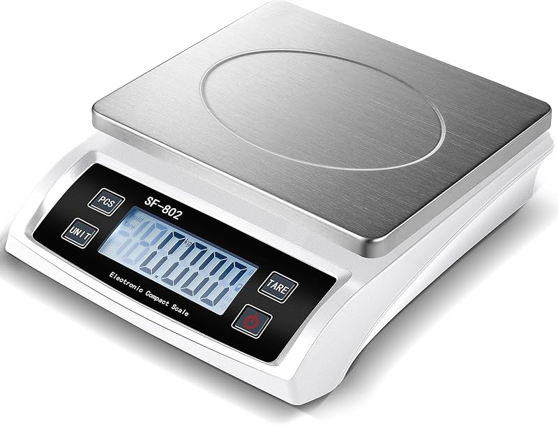 Copkim Báscula de cocina digital grande 66LB 30kg Báscula de alimentos comercial, plata | Báscula de pan inoxidable con pantalla LCD, dispositivos de pesaje comerciales para cocinar al horno