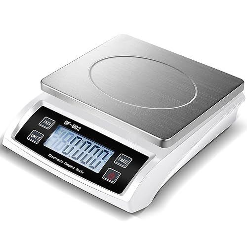 Báscula digital grande de cocina de 66 libras, 66.1 lbs, báscula de pan comercial de acero inoxidable con pantalla LCD, dispositivos de pesaje