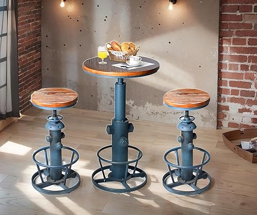 Miniatura 6 de Topower Taburete de bar de cocina de diseño hidrante de fuego retro vintage de estilo industrial deca steampunk envejecido, fondo redondo, altura