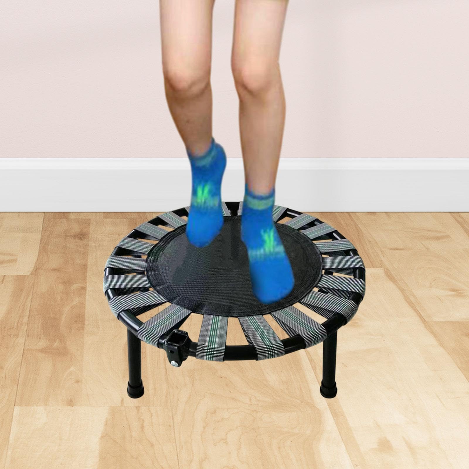 Milageto Trampolino per Bambini Resistente E Pieghevole con Ampie Fasce Elastiche Antiscivolo E Telaio Compatto, Ideale per Allenamento Fisico, Giochi in Casa,