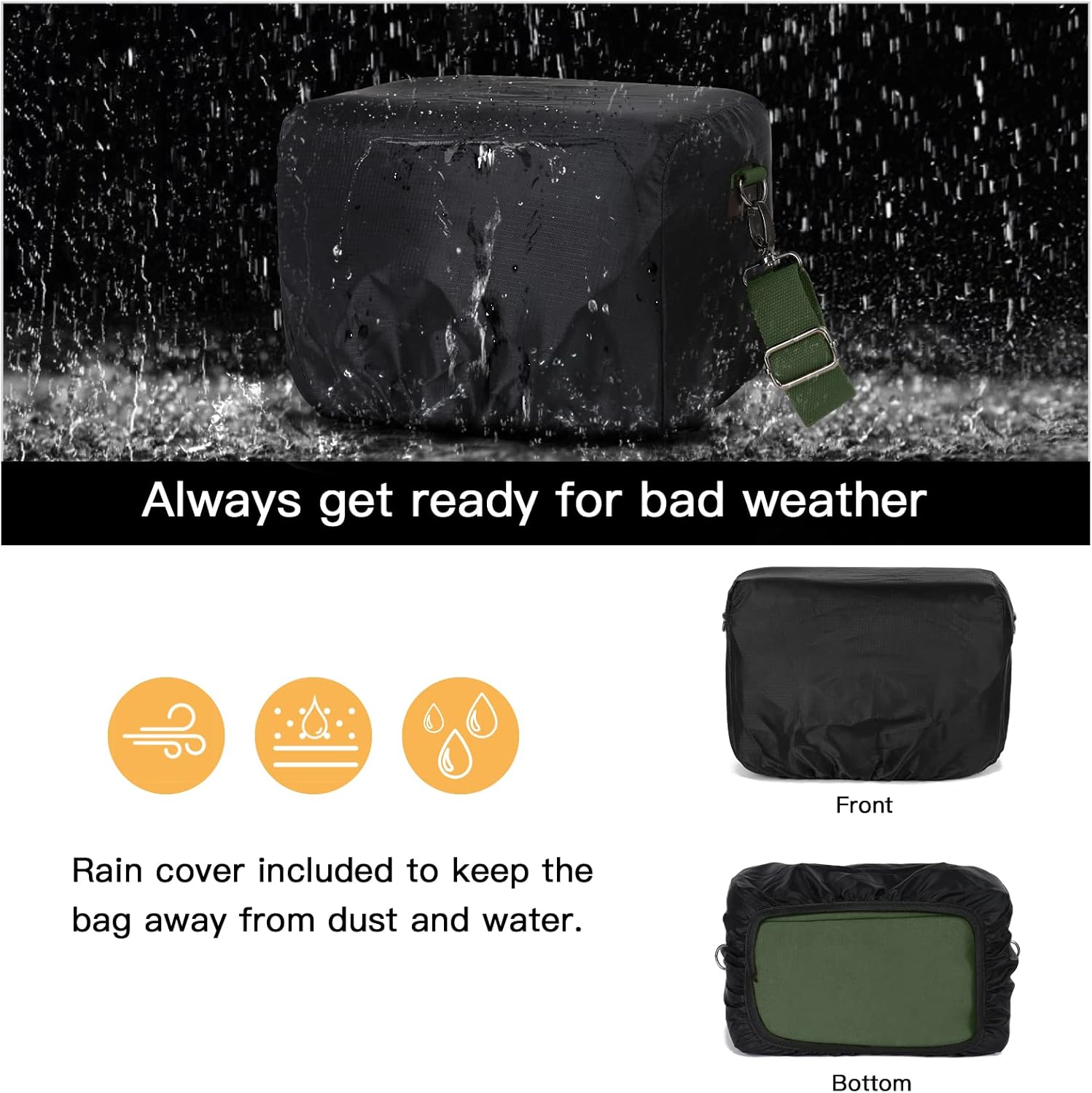 MOSISO Camera Case Crossbody Shoulder Messenger Bag, DSLR/SLR/Mirrorless Photography Vintage PU Leather Flap Gadget Bag with Rain Cover Compatible with Canon/Nikon/Sony Camera and Lens, Army Green