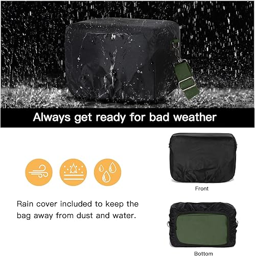 Miniatura 4 de MOSISO Funda cruzada para cámara DSLRSLRSLRsin espejo, de piel sintética, vintage, con solapa para lluvia, compatible con cámara y lente