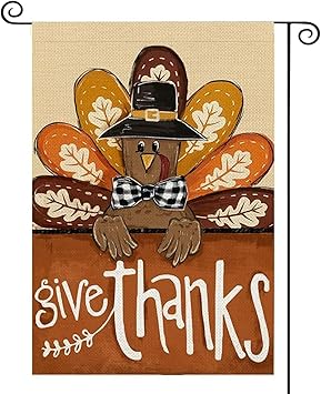 Thanksgiving Garden Flag Outdoor Decoration, Courtyard Double Sided Turkey House Flag, Used for Thanksgiving Decoration