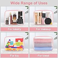 Vista 5 de Wedama Bolsa de aseo aprobada por la TSA, 4 bolsas de cosméticos con cremallera, accesorios de viaje de aeropuerto, bolsas de maquillaje de PVC
