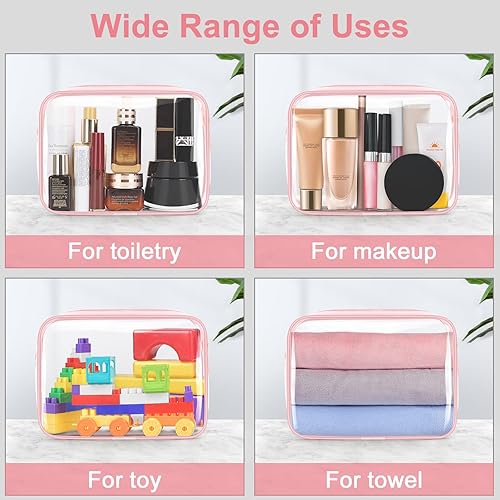 Miniatura 6 de Wedama Bolsa de aseo aprobada por la TSA, 4 bolsas de cosméticos con cremallera, accesorios de viaje de aeropuerto, bolsas de maquillaje de PVC para