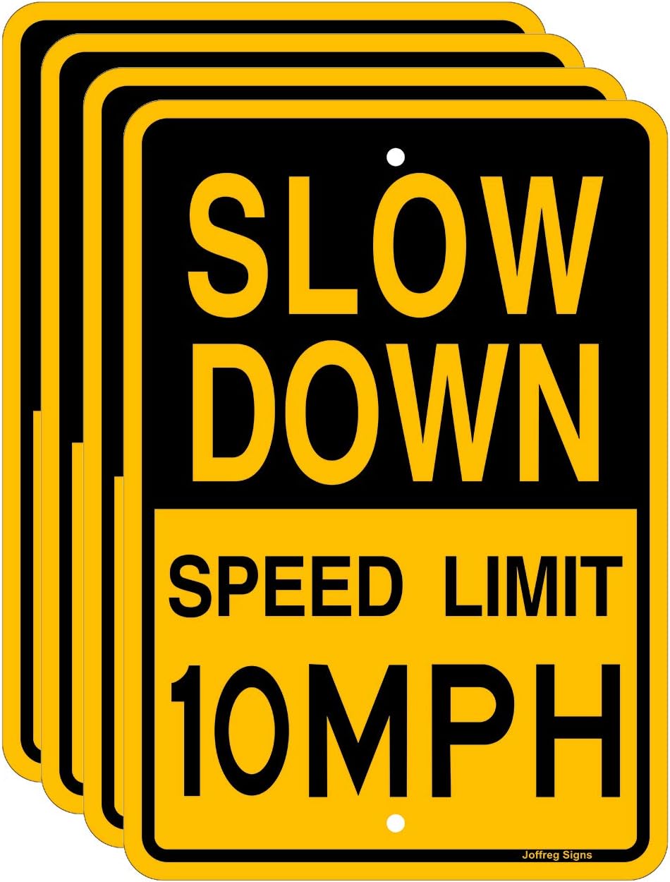 Joffreg Slow Down Speed Limit 10 MPH Sign,17 x12 Inches,Reflective Aluminum (4 Pack)