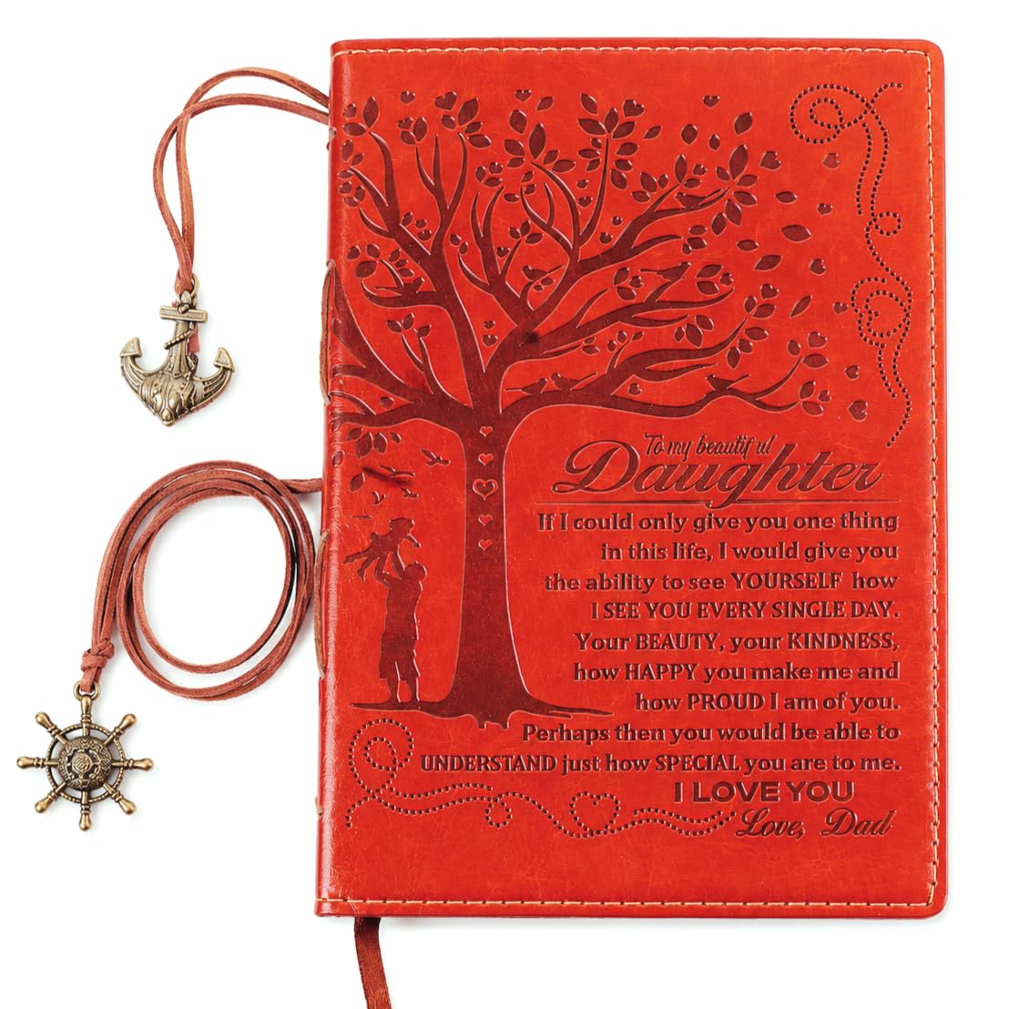 DREAMIYA Personalisiertes Tagebuch für Tochter – Geschenke für Tochter vom Vater, nachfüllbares Notizbuch aus Kunstleder, aufmerksames Geburtstags-, Abschluss- und Weihnachtsgeschenk