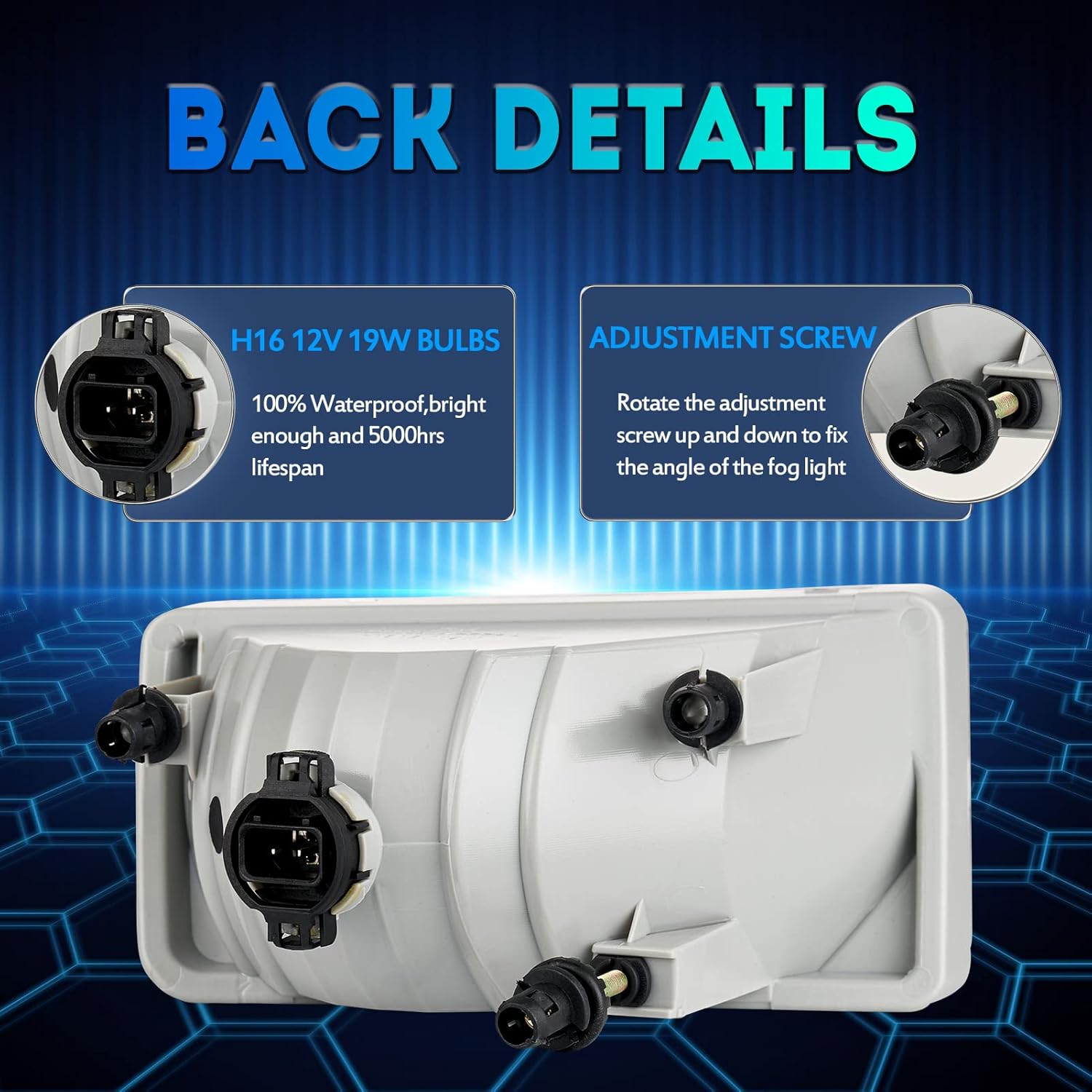 Fog Lights Lamps Replacement for 07-14 Chevy Silverado, 07-11 Avalanche, 07-14 Suburban/Sierra/Tahoe/Yukon Fog Light Compatible with H16 12V 19W Bulbs -Clear Lens