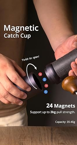 Miniatura 4 de 1Zpresso J-Ultra - Molinillo de café manual gris hierro, rebaba cónica, mango plegable, capacidad de captura magnética, 1.41 oz, ajuste fino