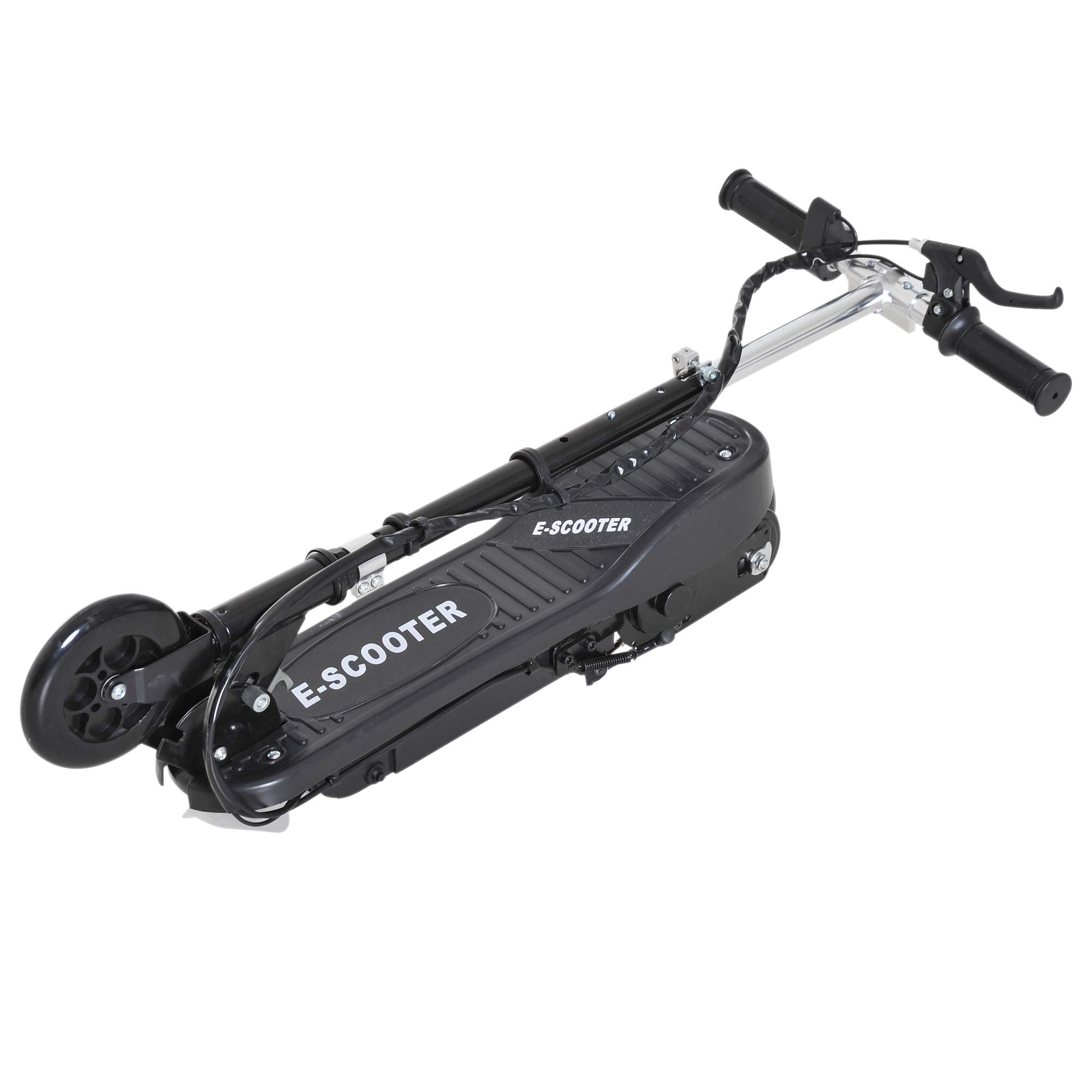 HOMCOM Patinete Eléctrico para Niños de +7 Años Scooter Plegable con Altura Ajustable Batería Recargable 24V Velocidad hasta 12 km/h y Freno Carga 50 kg 74x36x82,5-92,5 cm Negro
