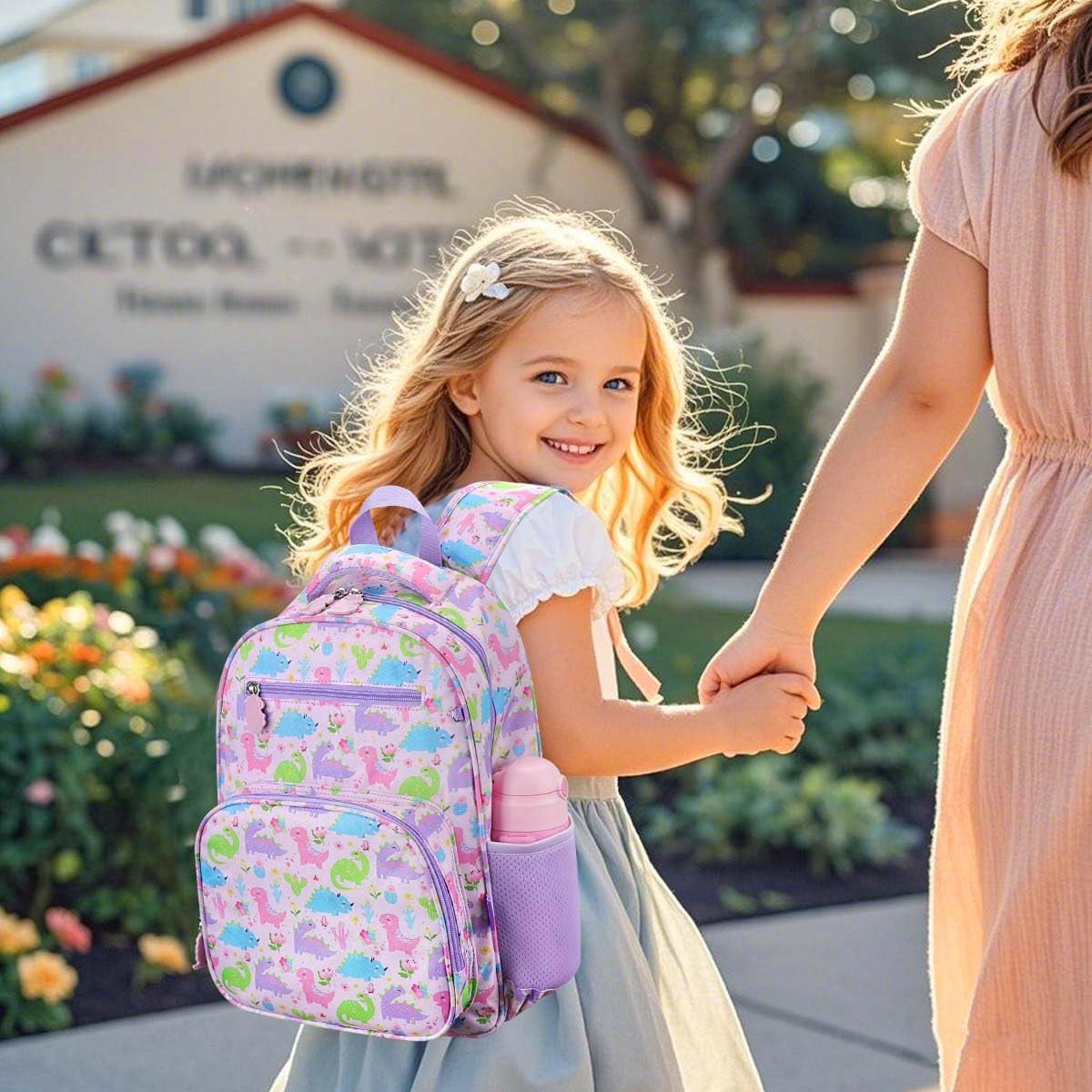 RHCPFOVR Kids Backpack for Girls - Girls Backpack 3-8 Ages Dinosaur for Kids 15 Inch School Bookbag for Kindergarten Elementary School Bookbag for Girl 1st 2nd Grade - Image 7