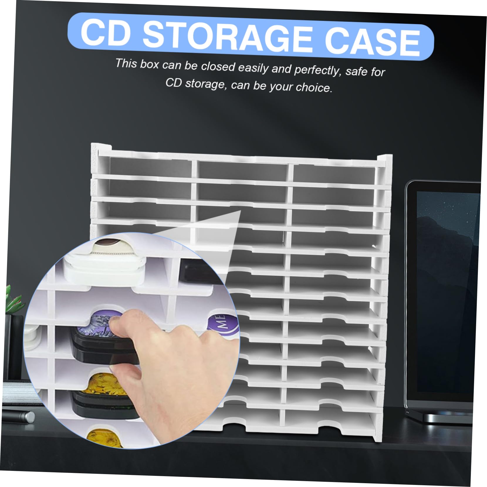 OUNONA Custodia Portatile per CD e Dvd in Pvc Bianco Protezione Antiurto e Design Multi-griglia come Regalo e Organizer Efficiente per Dischi