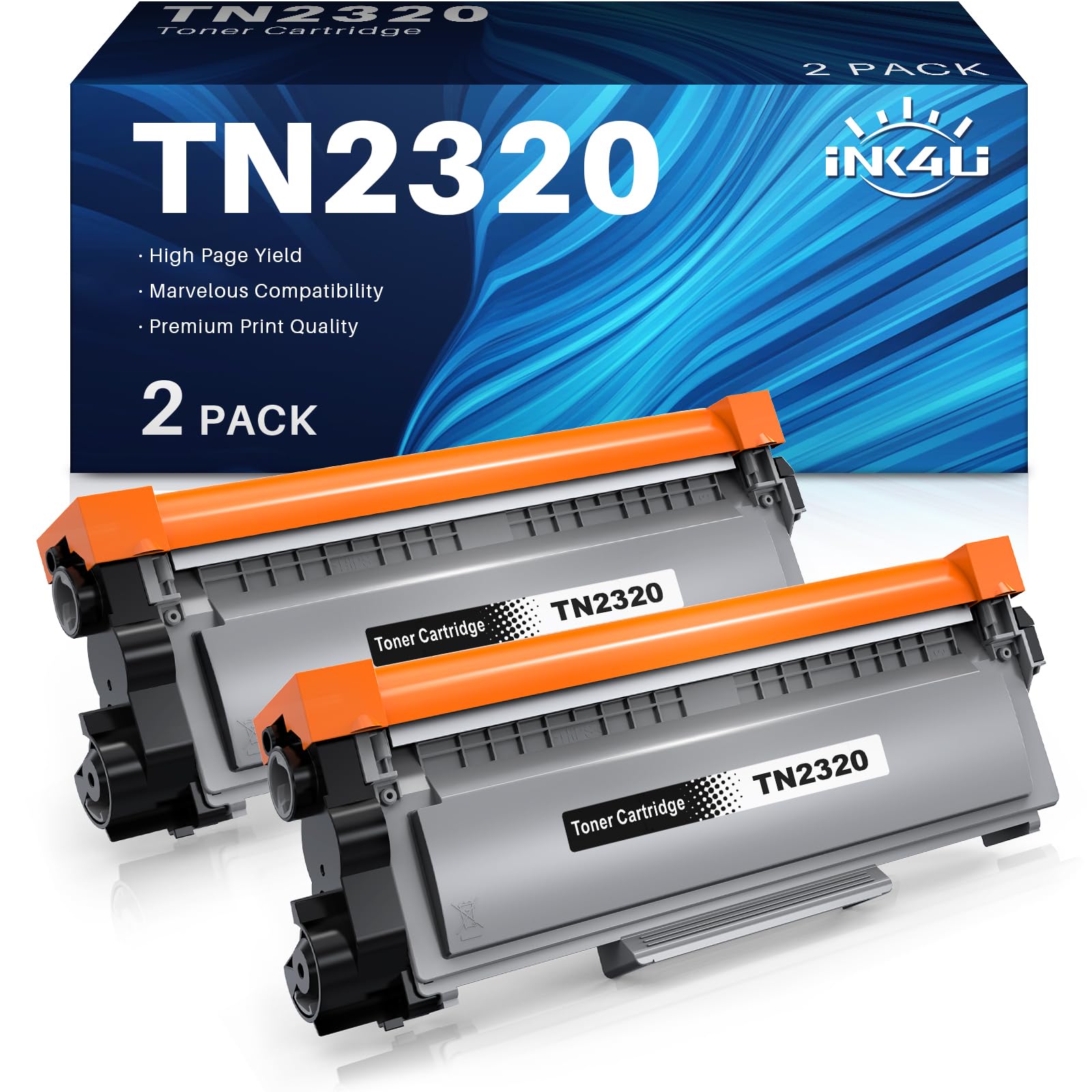 INK4U TN2320 Cartucce di Toner Compatibili per Brother TN 2320 TN2310 per MFC-L2700DW L2700DN L2720DW L2740DW, DCP-L2500D L2540DN, HL-L2300D 2360DN L2340DW Stampanti. (2 Nero)