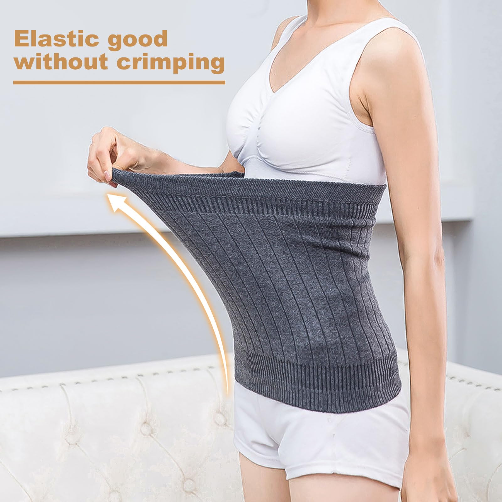 Calentador de Riñones de Lana para Mujer Calentador de Riñones para Mujer Cinturón Lumbar Lana Cinturón de Punto Cinturón Lumbar Lana Calentador para Mujer, Talla única (Gris)