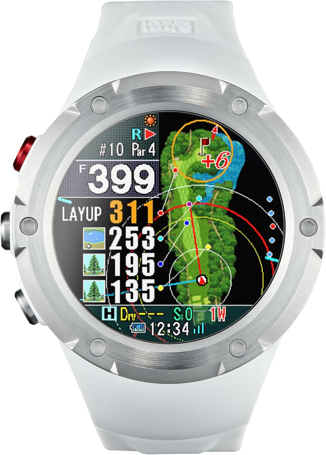 Golf GPS Watch, Shot Navi Evolve PRO Touch - 1.4in Touch Panel, Dynamic Green Heatmap, Auto Measure, 8hr GPS, IPX7 Waterproof, 60,000 Courses, Made in Japan (White)