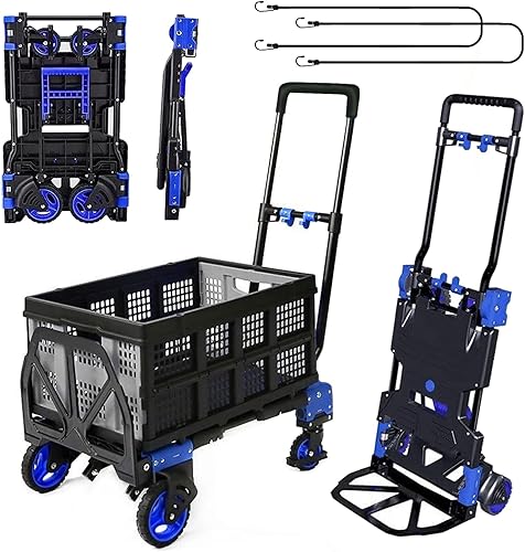 Carretilla plegable para camión de mano con cesta plegable carros de capacidad de 330 libras con ruedas camión de plataforma 2 en 1 camión de mano Carretilla plegable para camión de mano con cesta plegable carros de capacidad de 330 libras con ruedas camión de plataforma 2 en 1 camión de mano