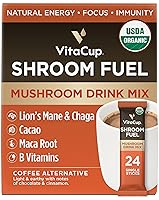 Vista 13 de VitaCup Focus Mushroom Cápsulas de café instantáneas, para el apoyo a la memoria y la claridad, con fibra, Chaga, melena de león, D3, vitaminas B