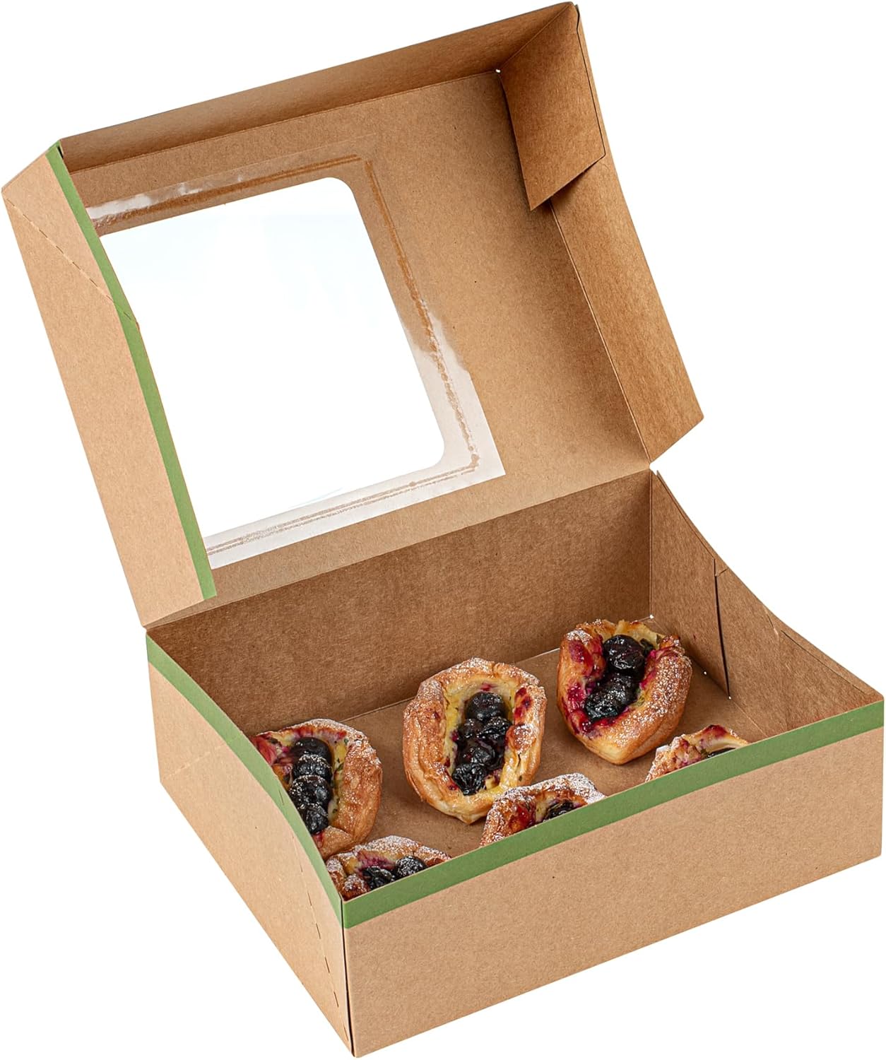 Restaurantware Bakery Boxes 200 Pack of 9 x 7 x 3 Inches Paper Window Pop Up Boxes Kraft Paperboard Greaseproof Food Packaging Take Out for Party Favours and Treats
