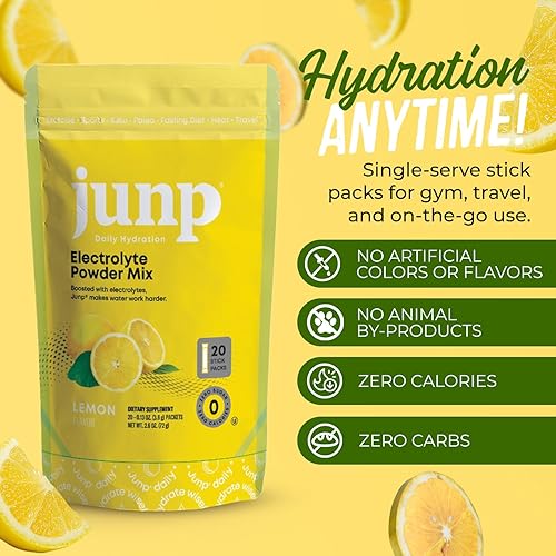 Miniatura 2 de JUNP Paquetes de electrolitos en polvo sin azúcar para agua, paquetes de hidratación instantánea con sal y potasio, cero calorías, sin