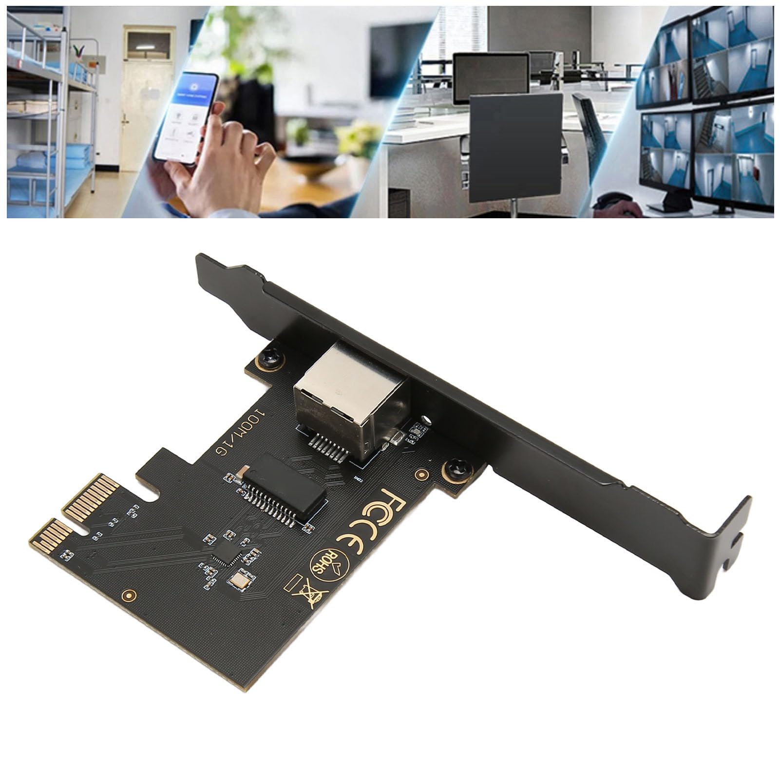 ASHATA Scheda di Rete PCIe 10G AQC113C, Scheda di Rete Gigabit Ethernet PCI Express, Convertitore Adattatore LAN RJ45 per PC Desktop, Adattatore di Rete Ethernet