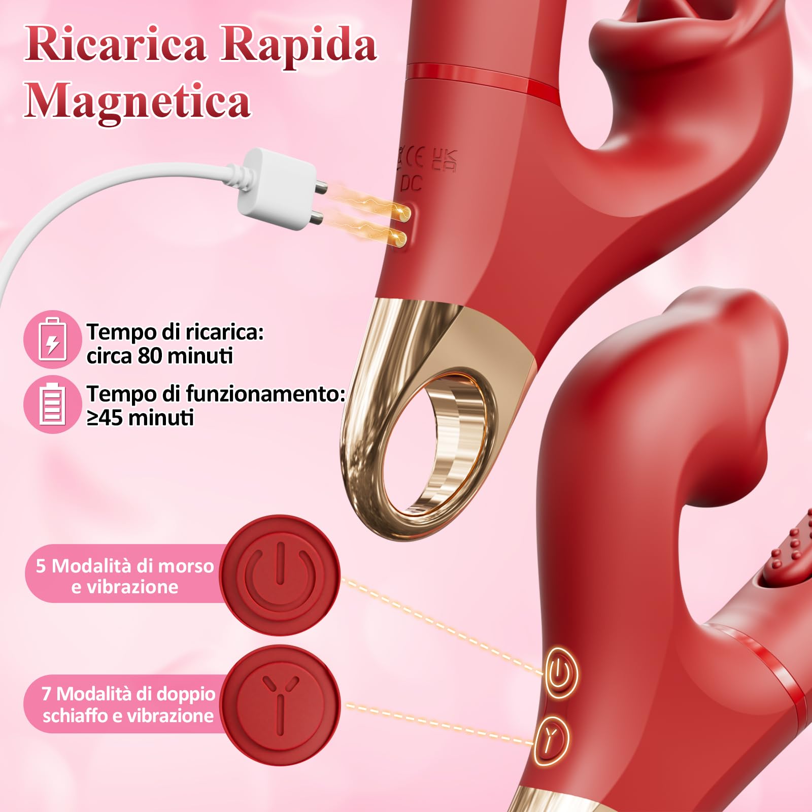 Vibratoreper Donna Professionale Sex Toys Coppia - Dildo Vibratore Clitoride e Punto G Sexytoysys Donna con Forti Modalità di Schiaffi, Morsi e Vibrazioni, Vibratori Rabbit Toys Sessuali per Donne