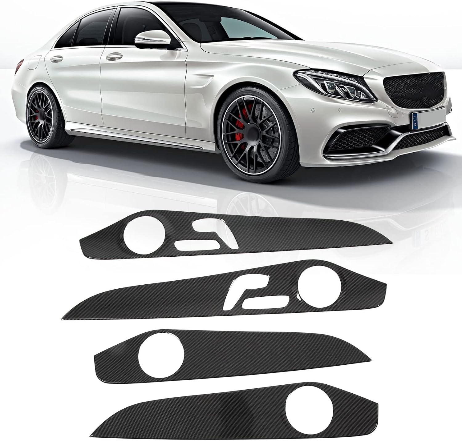 Interior Door Panel Cover, 4PCs Car Interior Door Decoration Panel Cover Replacement for C Class W205 2015‑2021