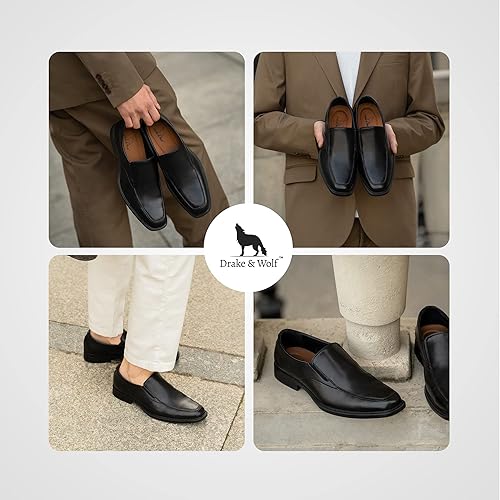 Miniatura 5 de Drake & Wolf Mocasines para hombre, zapatos de vestir para hombre, mocasines clásicos de cuero de microfibra hechos a mano para hombre, zapatos de