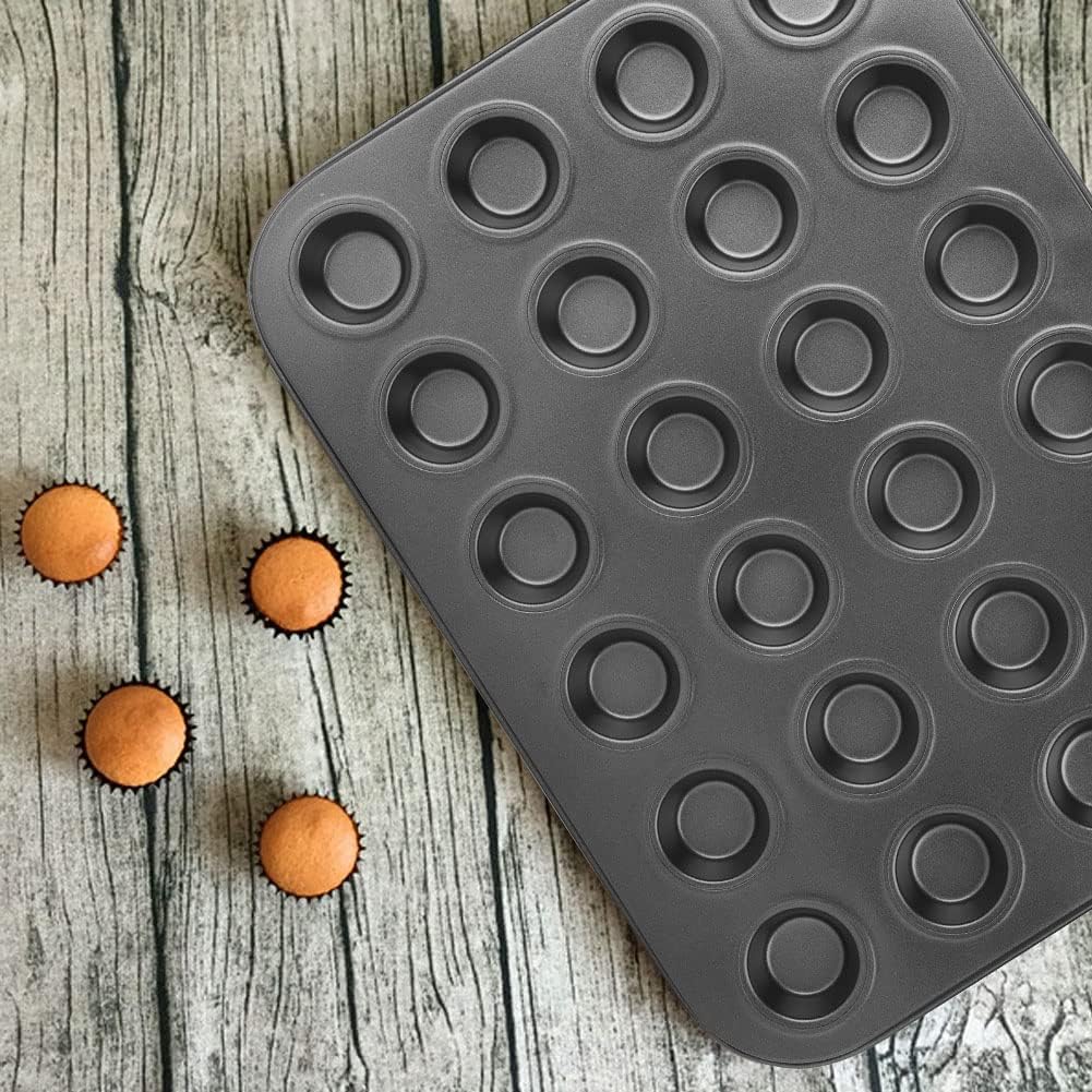 Muffin Pans, Cupcake Pan Muffin Tin 24 Cups Nonstick Steel Muffin Baking Pan Bakeware Black Cupcake Tray Mini Muffin Tins for Baking