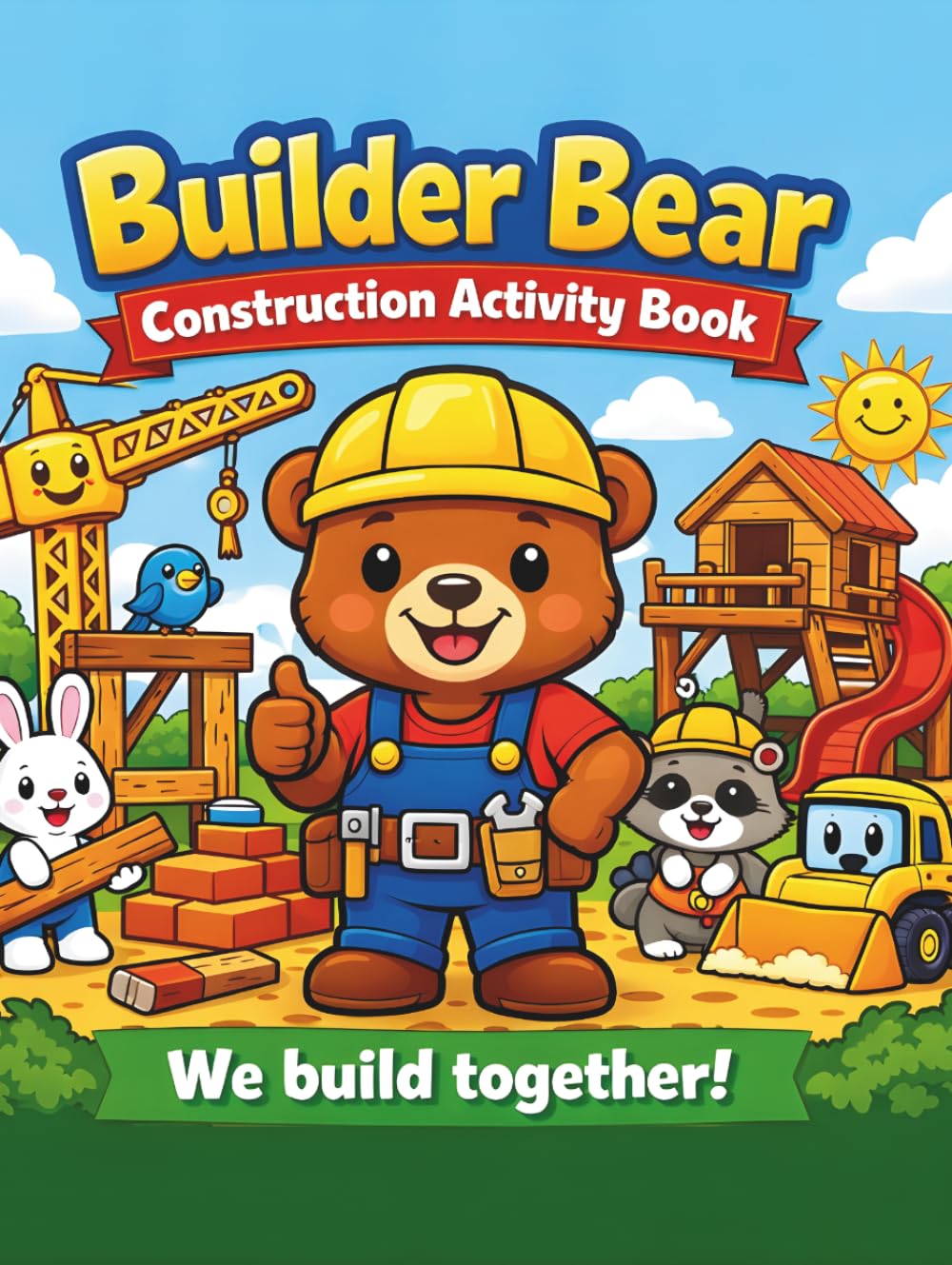 Builder Bear Construction Activity Book: Coloring Pages, Mazes, Hidden Objects & Puzzle Fun for Kids Ages 3–8