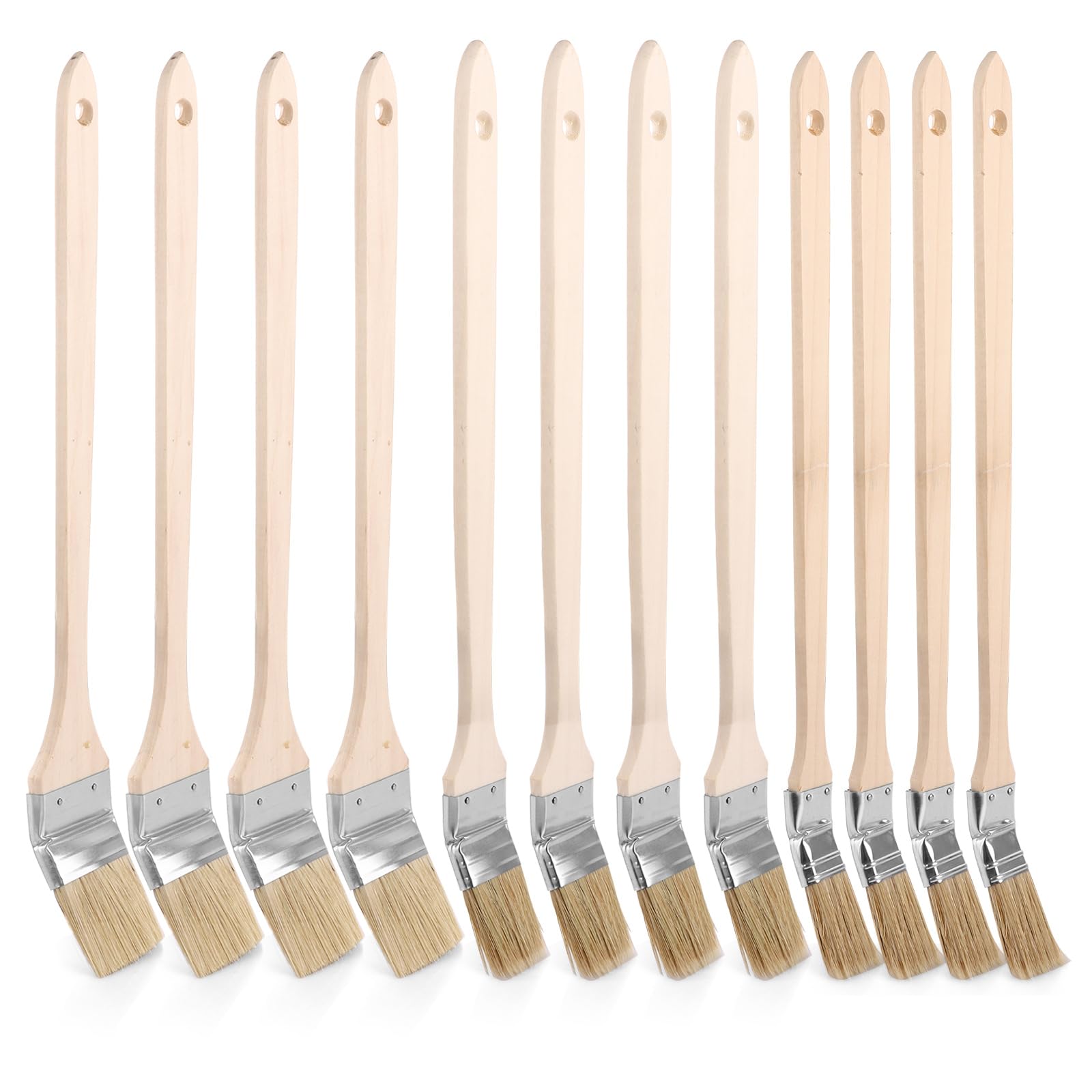 GBACHOOSE 12 Pcs Radiator Paint Brush, Long Handle Paint Brush, Wood Paints Brushes for Ceilings High Walls (25mm,38mm,50mm)