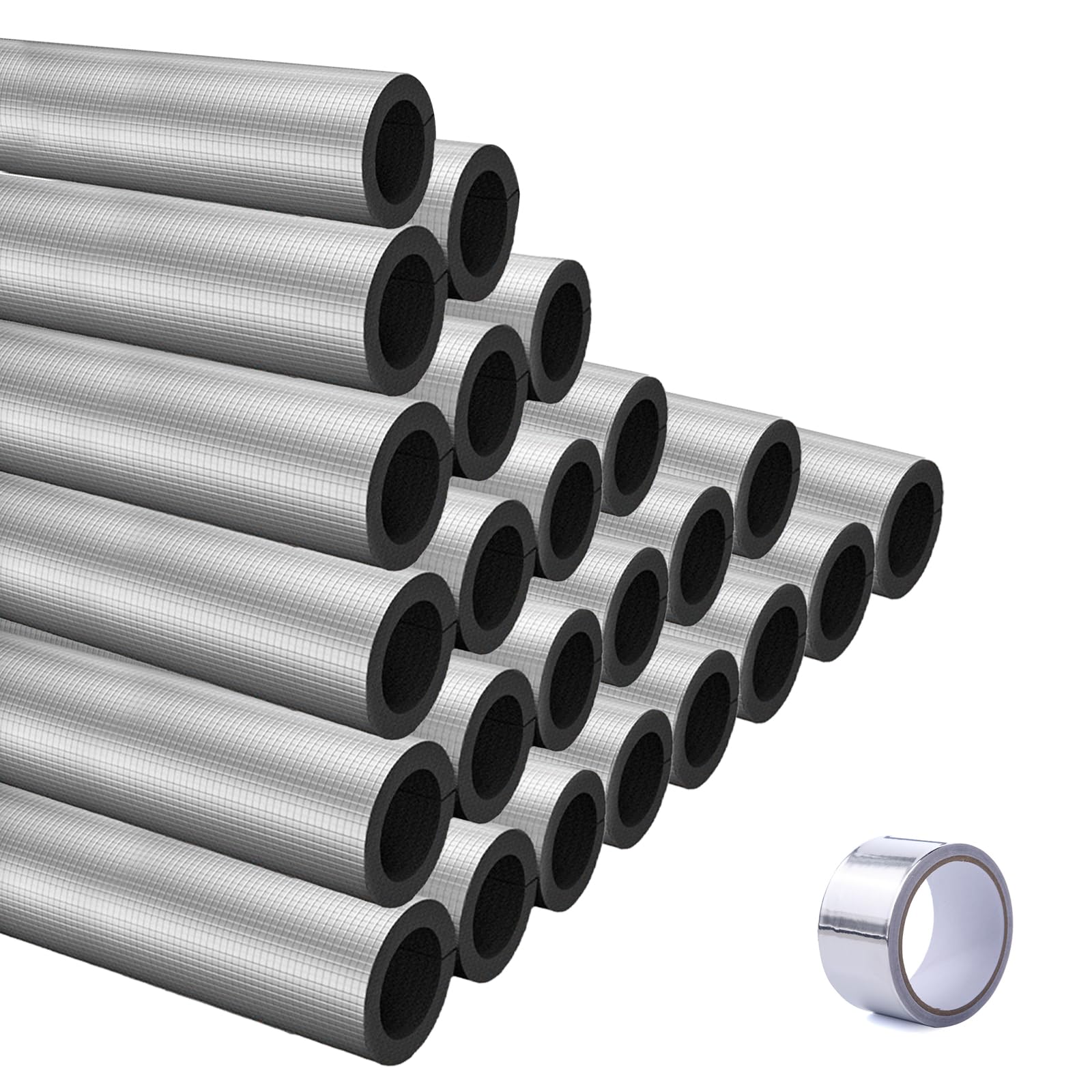 Tube isolant en mousse pour tuyau extérieur alu autocollant 1,9cm