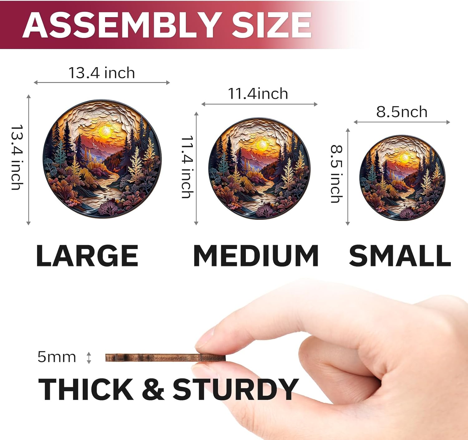 Jigfoxy Wooden Puzzles for Adults, Visual 3D Sunset Forest Wood Puzzles Adult, Unique Animal-Shaped Wooden Jigsaw Puzzles, Christmas Thanksgiving Gifts for Family and Friends (S-8.5 * 8.5in-100pcs)