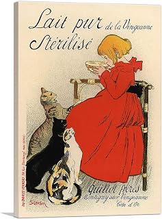 ARTCANVAS Lait Pur Sterilise de la Vingeanne 1894 Canvas Art Print Stretched Framed Painting Picture Poster Giclee Wall Decor by Theophile Steinlen - 40" x 26" (0.75" Deep)