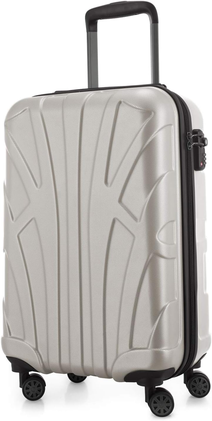 SUITLINE - Valigia per cabina, bagaglio a mano rigido, 4 doppie ruote, TSA, 100% ABS opaco, 55 cm, 34 litri, Bianco