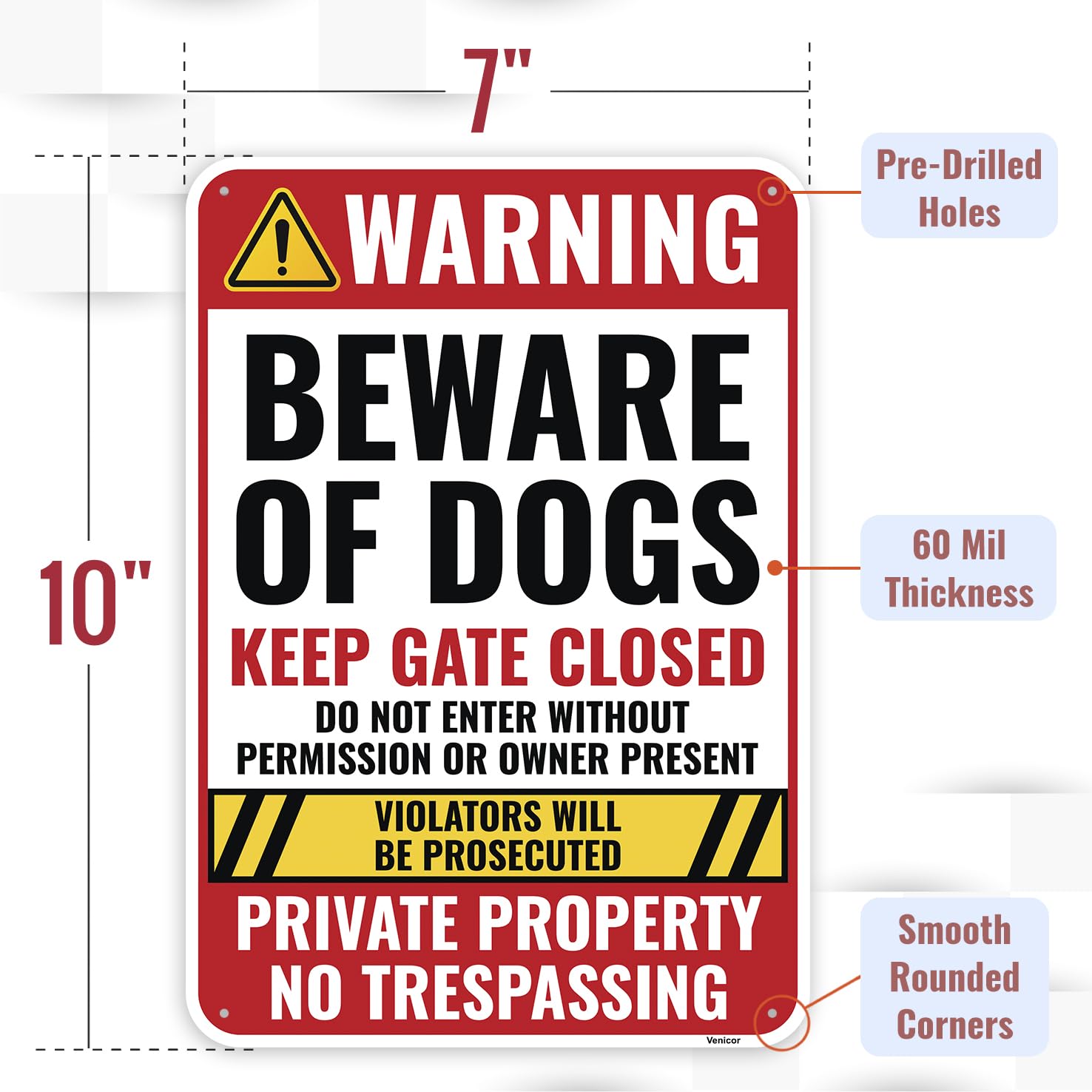 Panneau « Beware of Dog » pour clôture, panneau « Beware of Dog » pour