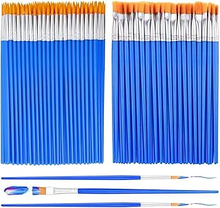 YFFSFDC 極細 面相筆 勾線筆 100本セット 塗装 ペイントブラシ プラモデル DIY モデリング 水彩筆 (勾線筆+ 平筆)