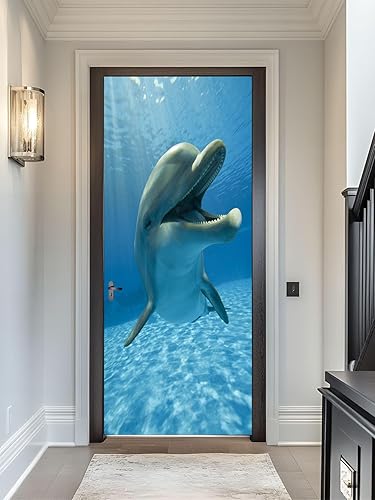 Miniatura 16 de artfanke Adhesivo 3D para puerta, 33.5 x 84.6 pulgadas, papel tapiz autoadhesivo impermeable, mural para puerta, póster vintage de radio Boombox de