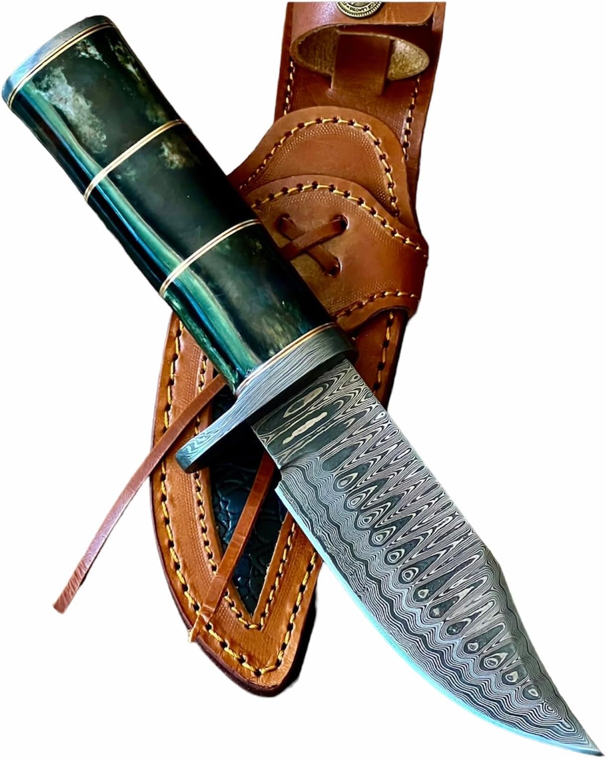 Poshland BC-307 Limited Edition - Custom Handmade Damascus Steel knife -Coloured Bone Handle