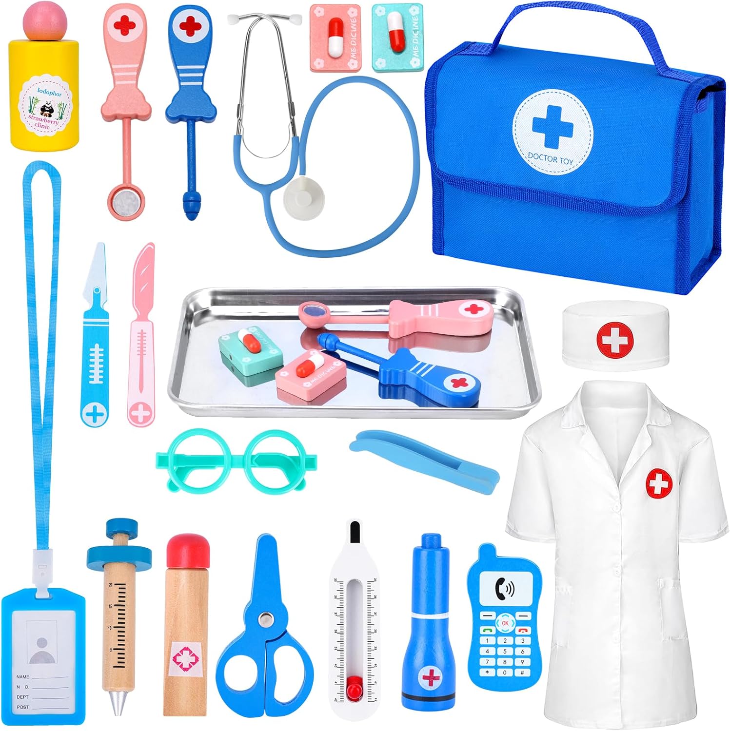 Doctor Kit for Kids, Pretend Playset for Toddlers, Doctor kit for Toddlers 3-5, with Medical Bag, Stethoscope and Other Accessories, for Boys and Girls Fun Role Playing Game