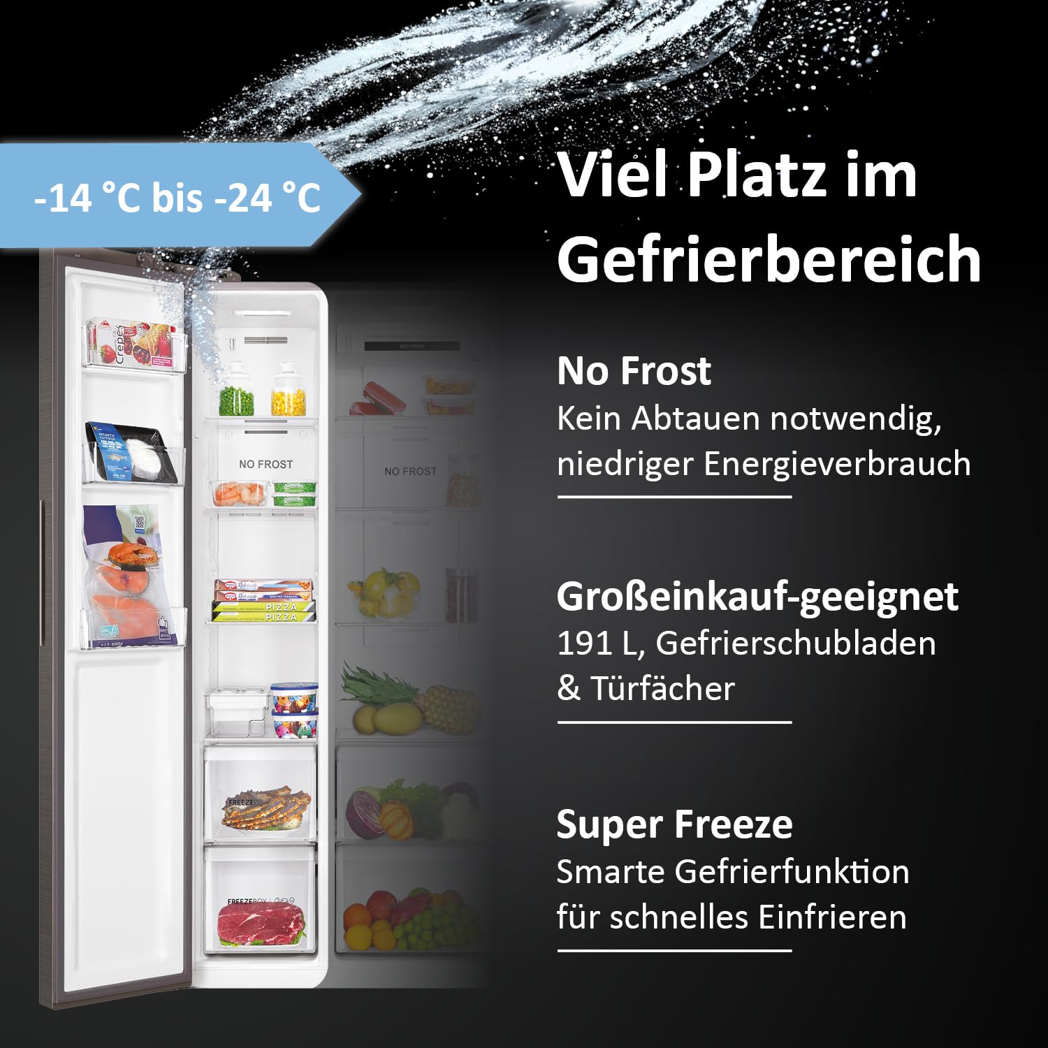 Haier Side-by-Side Kühl Gefrierkombination HSR3918EWPG, freistehend, No Frost I 177,5 x 90,8 x 65,9cm I Side by Side Kühlschrank mit Wassertank, ohne Wasseranschluss I Kühlschrank Side by Side, 521 L | Freistehend, No Frost, 177,5 x 90,8 x 65,9cm, Side by