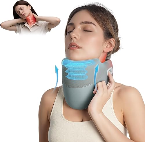 Miniatura 9 de Dispositivo de tracción cervical MUSE RELAX para alivio del dolor de cuello, estirador de cuello con ajuste de altura sin escalones, soporte de Gris