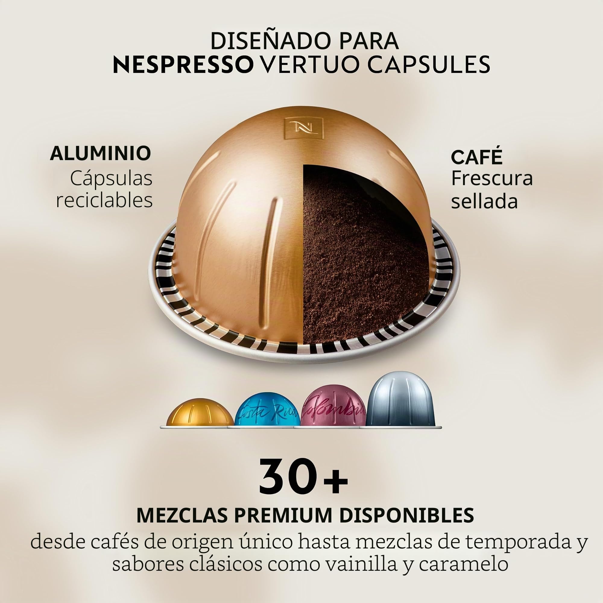 Nespresso Vertuo, Altissio, tostado medio, 50 cápsulas de café espresso | Paquete de 1 cápsula